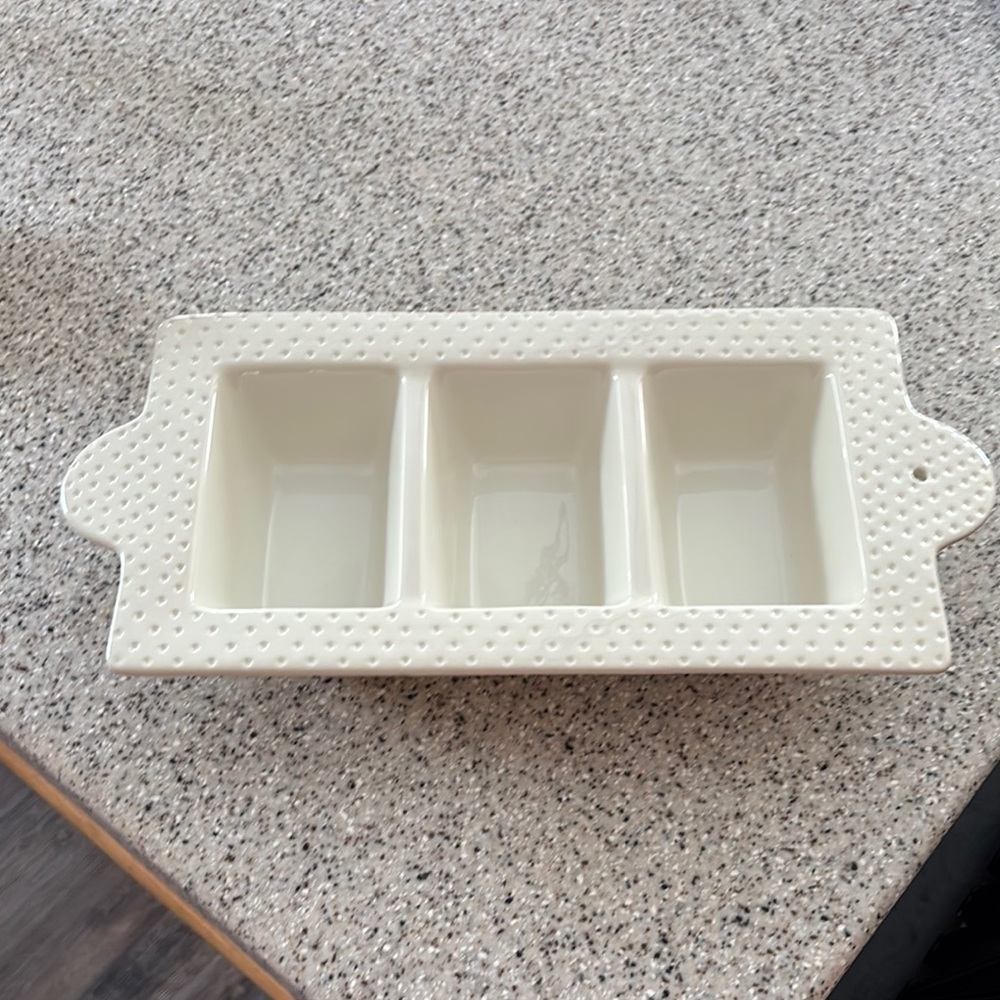Nora Fleming Cream Ceramic Sectioned Tray